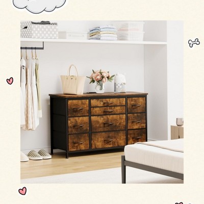 Garvee Stylish 55'' TV Console with 10 Drawers & Built-in Power Outlet – Versatile Storage for Any Room
