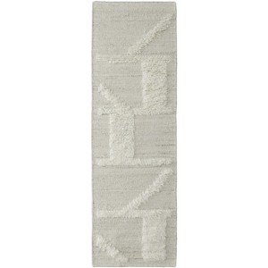 Tan and Ivory Wool Geometric Hand Woven Area Rug - 1 of 4