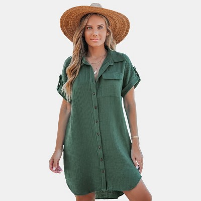 Women's Collared Front Button Mini Dress - Cupshe
