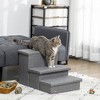 PawHut 3-StepsPet Stairs with Storage, Dog Steps for Couch, Bed, Pet Steps for Injured Pet, Older Pets, Small Cats, gray - 3 of 4