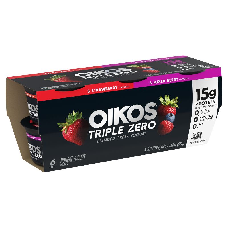 Oikos Triple Zero Variety Pack Greek Yogurt - 6ct/5.3oz Cups, 4 of 13