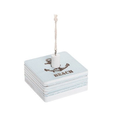 Beachcombers Mdf Light Blue Anchor Beach Coaster Set Wood Composite Home Decor Dining Table Coastal Nautical Beach Ocean Marine