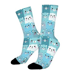 Blue Bears Women Printed Crew Socks Funny Funky Socks Soft Polyester Novelty Gifts for Artists Men - 1 of 1