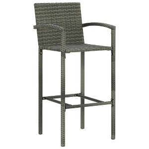 vidaXL Bar Stool Bar Seat Counter Height Island Stool for Pub Poly Rattan - Gray Set of 4 - 1 of 4