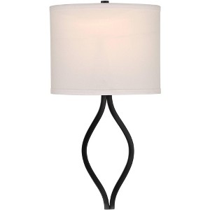 Possini Euro Design Sian Modern Wall Sconce Black Hardwire 10 1/4" Fixture Linen Halfmoon Hardback for Bedroom Living Room Hallway - 1 of 4