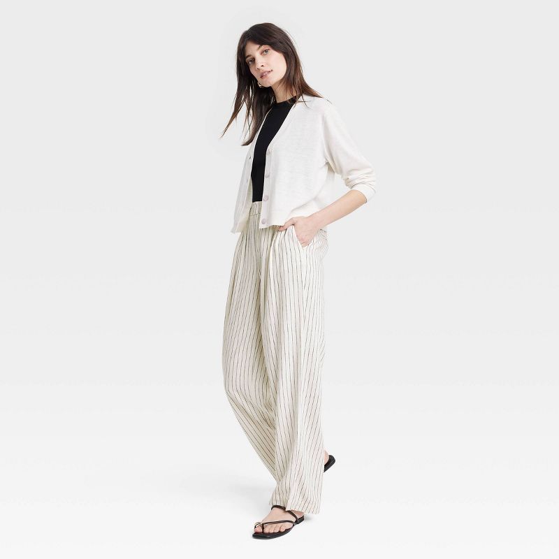 Women's High-Rise Linen Pleated Front Straight Pants - A New Day™, 4 of 11