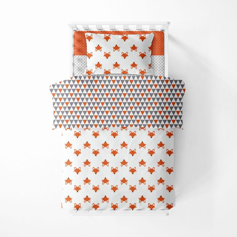 Bacati - Playful Fox Orange Gray 4 pc Toddler Bedding Set, 5 of 9