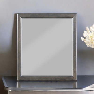 GlasFlength Decorative Wall Mirrors Square Accent Mirror Wall Mirror Polished Mirror Decorative Mirror for Living Room, Gray, 36"*36"*38"
