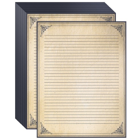 Juvale 48 Sheets Fancy Vintage Lined Paper With Antique Border Design, Aged  Stationery For Writing Letters, Invitations, Cream Color, 8.5 X 11 In :  Target