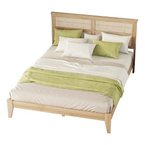 YOOCOZZ Queen Size Platform Bed with Rattan Headboard - 1 of 4
