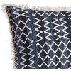 Kumasinova Handmade Lumbar Pillow,Textured Cotton Decorative Pillows for Bed & Couch,Supportive Bed Pillow with Tassel Accents,White+Navy - 4 of 4
