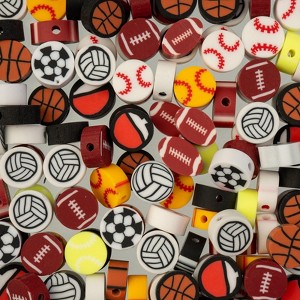 John Bead 120ct. 1mm Sports Theme Polymer Clay Beads - 1 of 4