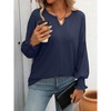 Women's V-Neck T-Shirt Ruffle Cuff Drop Shoulder Long Sleeve Top - 3 of 4