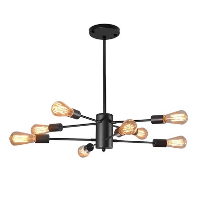DORESshop 8-Light Vintage Black Unique Modern Linear Chandelier Pendant (2-Pack)