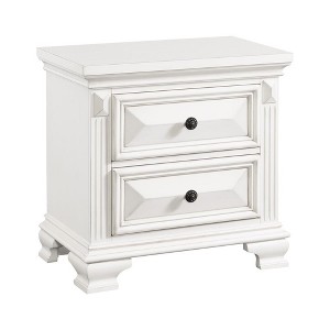 FurniFact,White 2-Drawer Wood Nightstand for Bedrooms and Small Spaces - 1 of 4