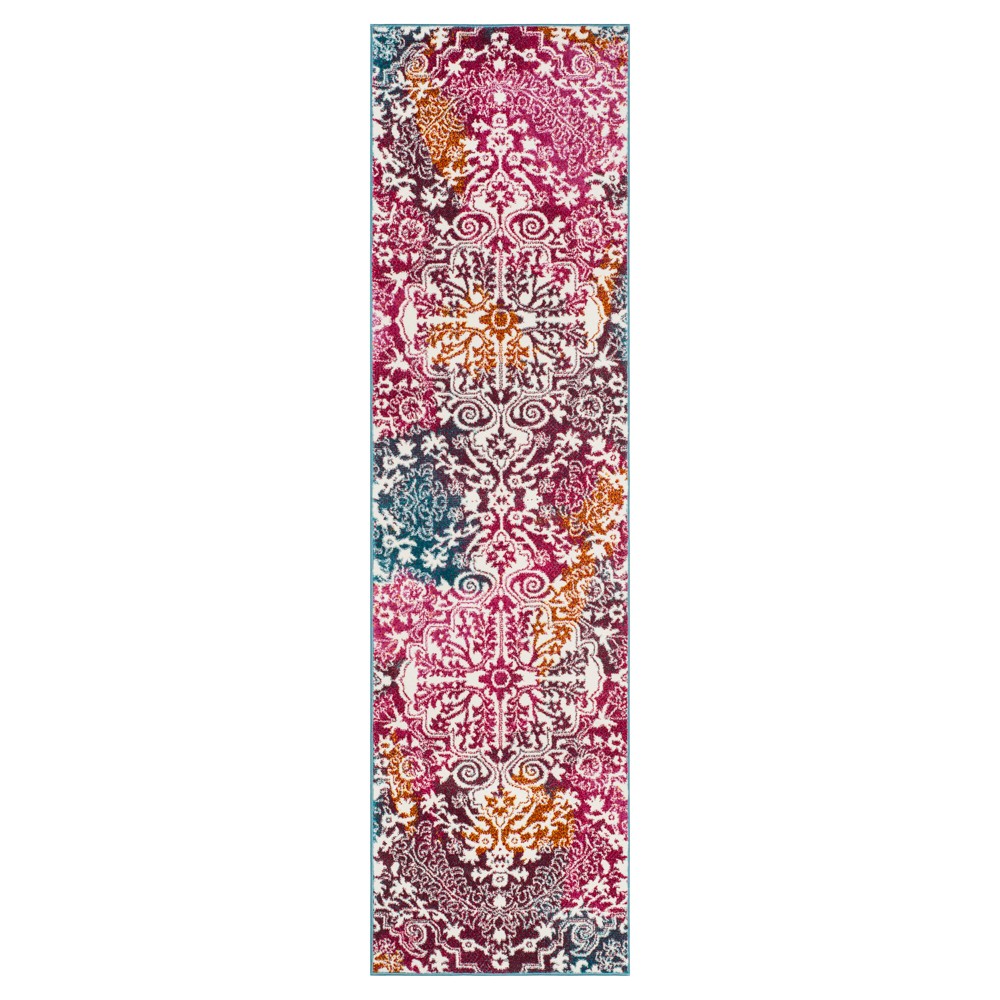 2'2inx8' Cherina Loomed Rug Ivory/Fuchsia - Safavieh