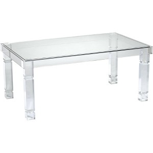 55 Downing Street Marley Modern Acrylic Rectangular Coffee Table 42" x 24" Clear Tempered Glass Tabletop for Living Room Bedroom Bedside Entryway Home - 1 of 4
