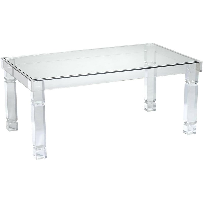 55 Downing Street Marley Modern Acrylic Rectangular Coffee Table 42" x 24" Clear Tempered Glass Tabletop for Living Room Bedroom Bedside Entryway Home, 1 of 10