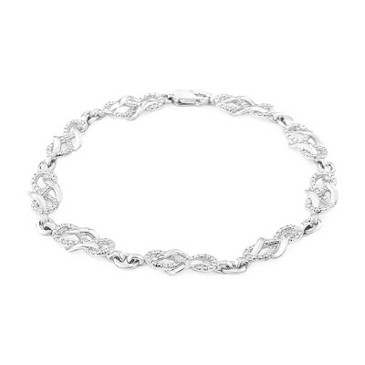 Haus of Brilliance Silver Prong Set Diamond Accent Infinity Weave Link Bracelet