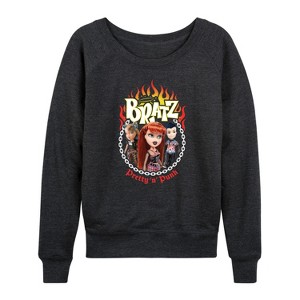 Women's - Bratz - Pretty in Punk Lightweight French Terry Wide Neck Long Sleeve Shirt - 1 of 4