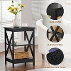 Yaheetech 3 Tier Wood End Table with Storage Shelves, X-Shape Frame SideTable for Living Room - 4 of 4