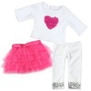 Sophia’s Heart Tee, Tulle Skirt, & Sequin-Trimmed Leggings for 18” Dolls, Hot Pink/White - 2 of 3