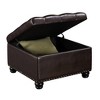 Breighton Home Designs4Comfort Herald Square Ottoman Coffee Table with Storage in Espresso Faux Leather - 3 of 4