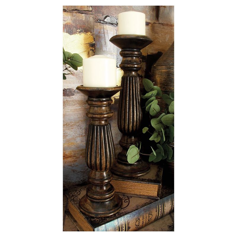 Traditional Candle Holder Set of 3 - Brown - Olivia &#38; May, 3 of 8
