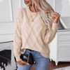 Sweaters for Women Crewneck Long Sleeve Cable Knit Solid Warm Pullover Sweater Tops - 2 of 4