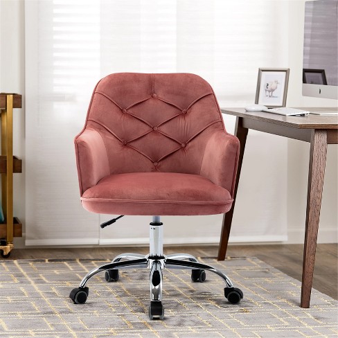 Alex Velvet Task Home office Desk Chair Tufted Padded Adjustable Swivel |  Karat Home - Pink