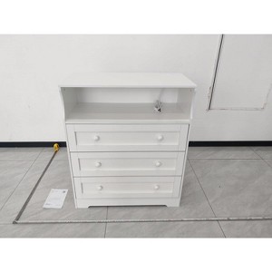 3-Drawer Wood Dresser w/Charging & Lights - Narrow Nightstand, Bedside Chest for Bedroom, Hallway, Living Room - 1 of 1
