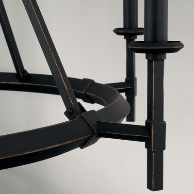 Brushed Black Iron 6-Light Candle Chandelier