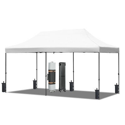 10x20 FT Pop Up Canopy Tent, Commercial Instant Canopy with 6 Sidewalls & 6 Sandbags, Adjustable Party Gazebo for Camping Wedding Gatherings