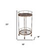 HomeRoots 18" Brown Iron Distressed Round Rolling Bar Cart - 3 of 4