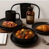 SEVOBAL 12-Piece Stoneware Dinnerware Set Microwave Dishwasher Friendly Stackable Matte Glaze Plates Bowls Service for 4, Black, 10"*10"*2.4" - 2 of 4