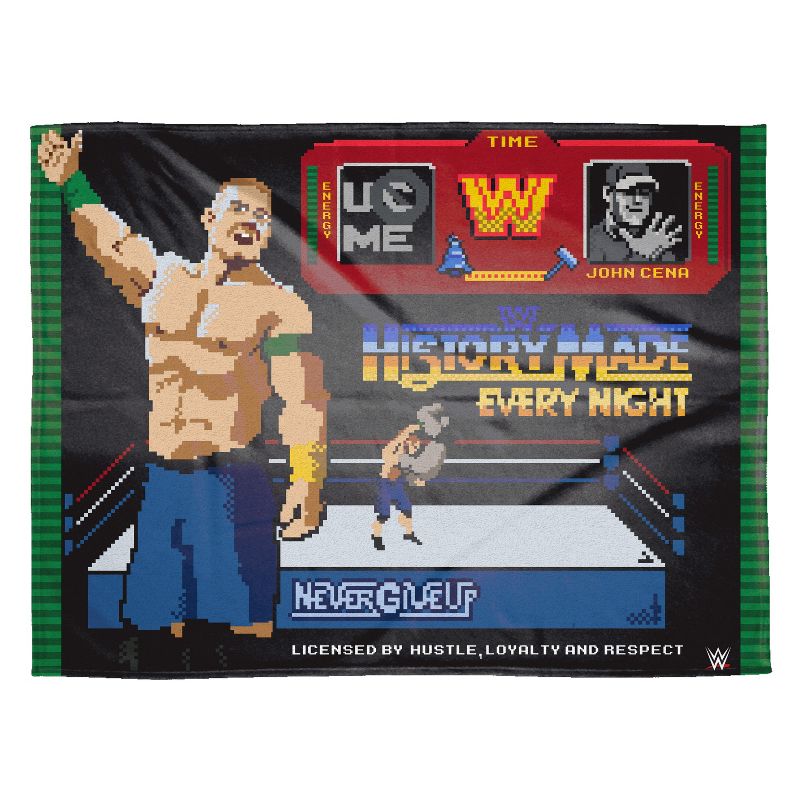 Sleep Squad WWE John Cena 60 x 80 Raschel Plush Blanket - Hustle Loyalty Respect, 3 of 6