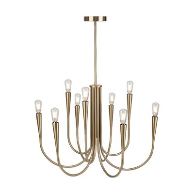 Bronte Brass 9-Light Candle Chandelier with Tapered Arms