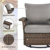 POCASSY High Back Outdoor Swivel Rocker Set of 4, Brown Wicker Furniture Swivel Chair with 5-Inch Wide Armrest and Thick Cushion for Porch - 2 of 4