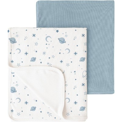 LISM 33x42 Inch Cozy Baby Blanket, 2 Pack Soft Ribbed Swaddle Receiving Blankets