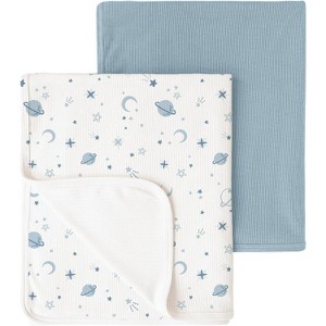 LISM 33x42 Inch Cozy Baby Blanket, 2 Pack Soft Ribbed Swaddle Receiving Blankets - 1 of 4