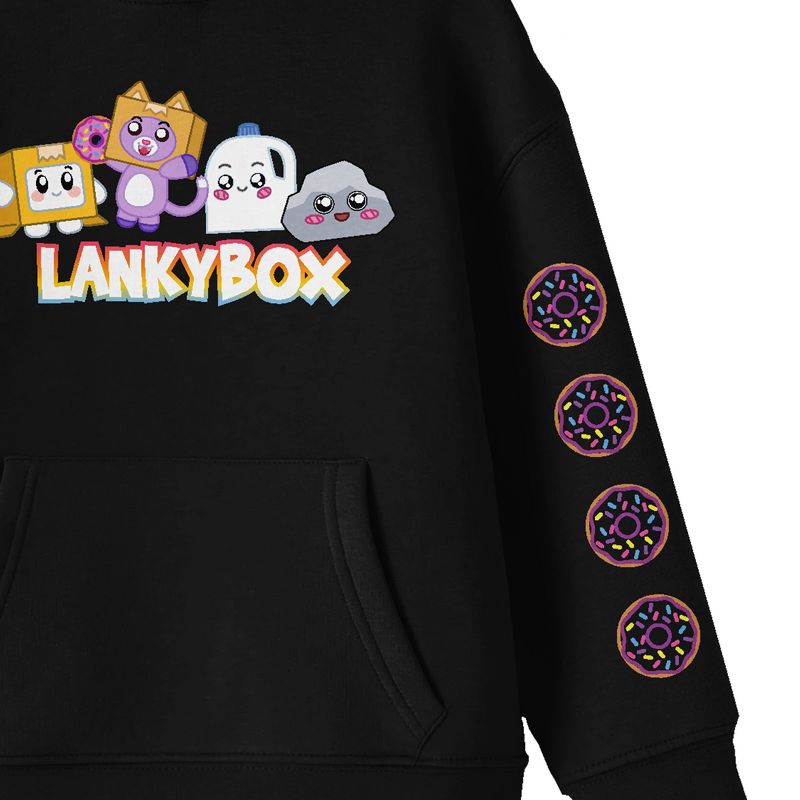 Lanky Box Cute Characters Long Sleeve Black Youth Hooded Sweatshirt, 4 of 5