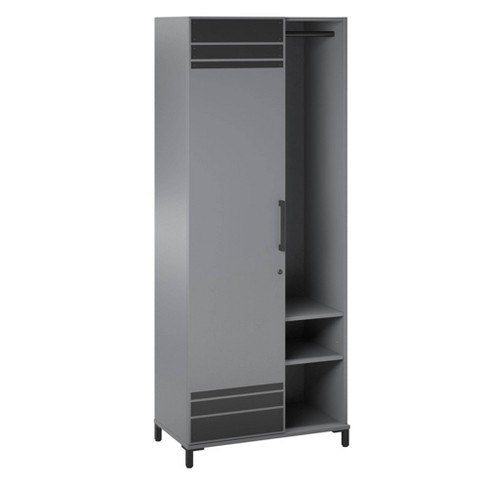 Room & Joy Camberly 3 Door Wall Cabinet with Hanging Rod Graphite Gray