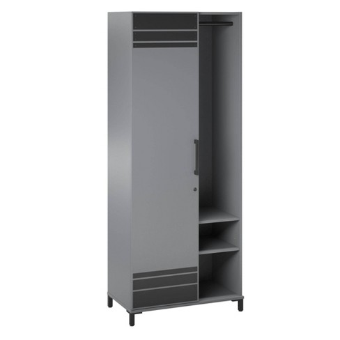 Camberly Graphite Gray Wall Cabinet with Hanging Rod