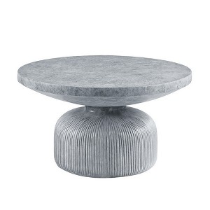Royal Hampton 30 Inch Coffee Table, Round Naturalistic Design, Gray Durable Cement - 1 of 4