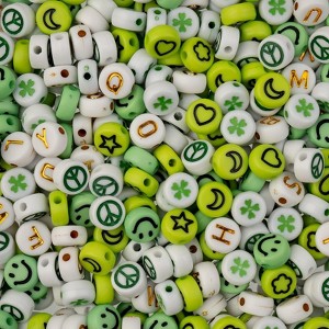 John Bead 4x7mm Green Mixed Plastic Round Alphabet Craft Beads, 72g - 1 of 4