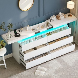 Dyonery 6/9 Drawer Dresser with Power Outlet,Dresser with LED Light,Modern Chest of Drawers for Closet,Double Wide Drawer Organizer Cabinet for Room - 1 of 4