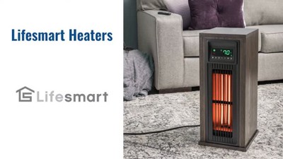 LifeSmart Black Infrared Quartz Electric Tower Space Heater