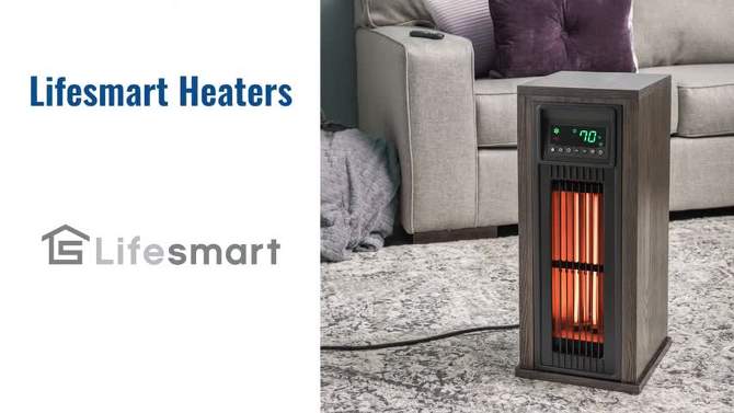 LifeSmart LifePro 1500W Infrared Quartz Indoor Home Tower Space Heater with Adjusting Temperatures and Remote Controls, Black, 2 of 8, play video