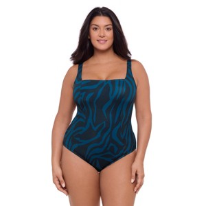 S3 Swim Sculpting Square Neck Lace-Up Back One Piece Swimsuit - Sculpt, Support, Smooth - 1 of 3