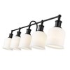 Bryant 5-Light Matte Black Steel Vanity Light - Dimmable with Opal Glass Shades - 2 of 4